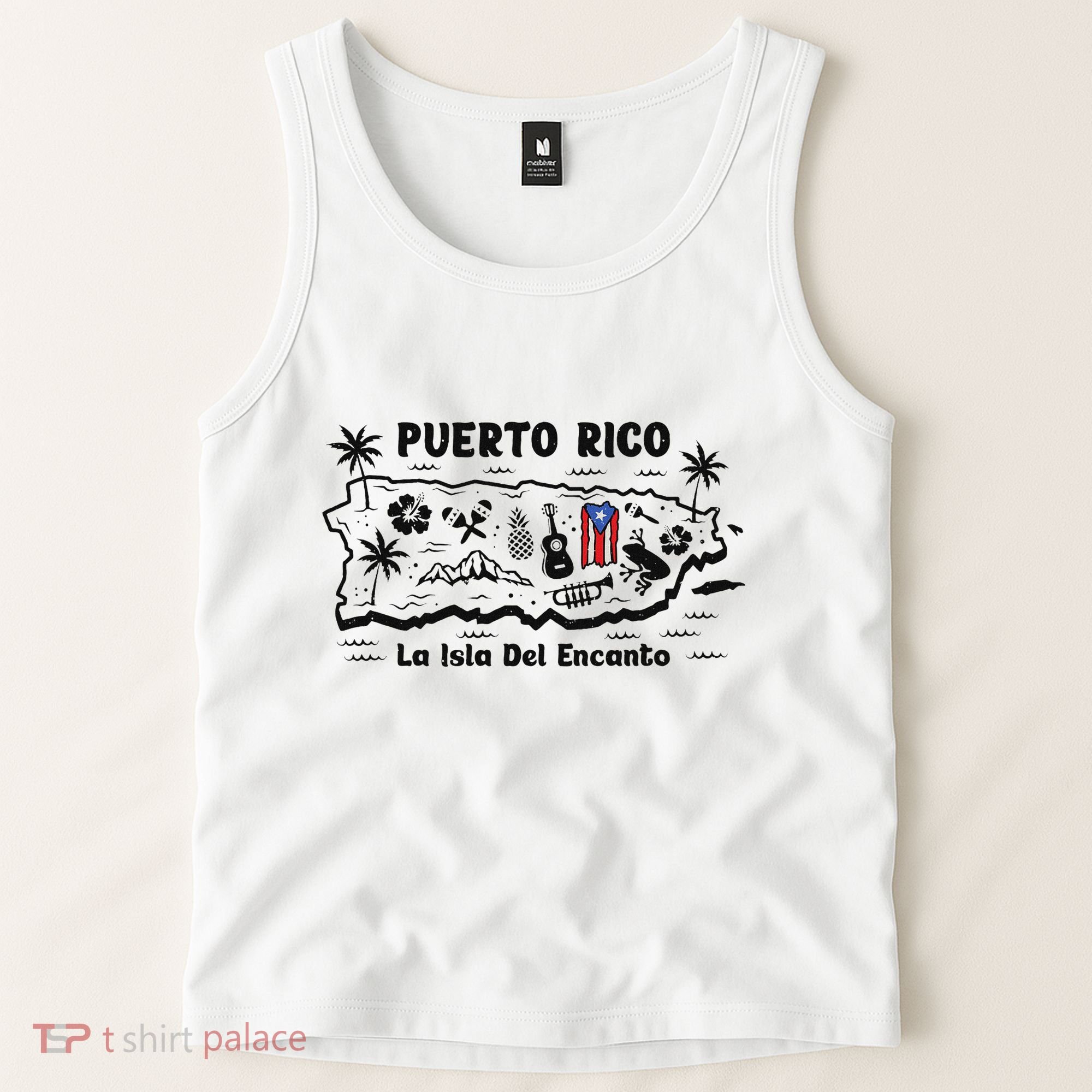 Puerto Rico La Isla Del Puerto Rican Flag Retro Tank Top