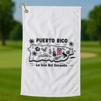 Puerto Rico La Isla Del Puerto Rican Flag Retro Golf Towel thumb 1