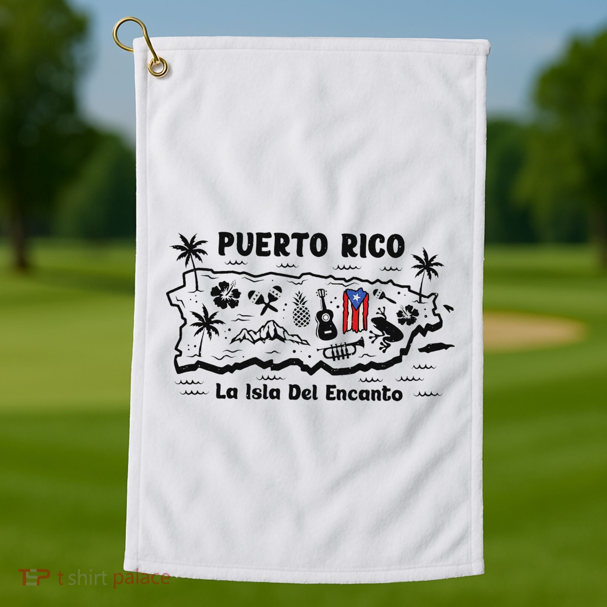 Puerto Rico La Isla Del Puerto Rican Flag Retro Golf Towel