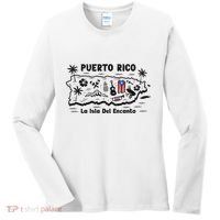 Puerto Rico La Isla Del Puerto Rican Flag Retro Women's Long Sleeve Shirt thumb 0