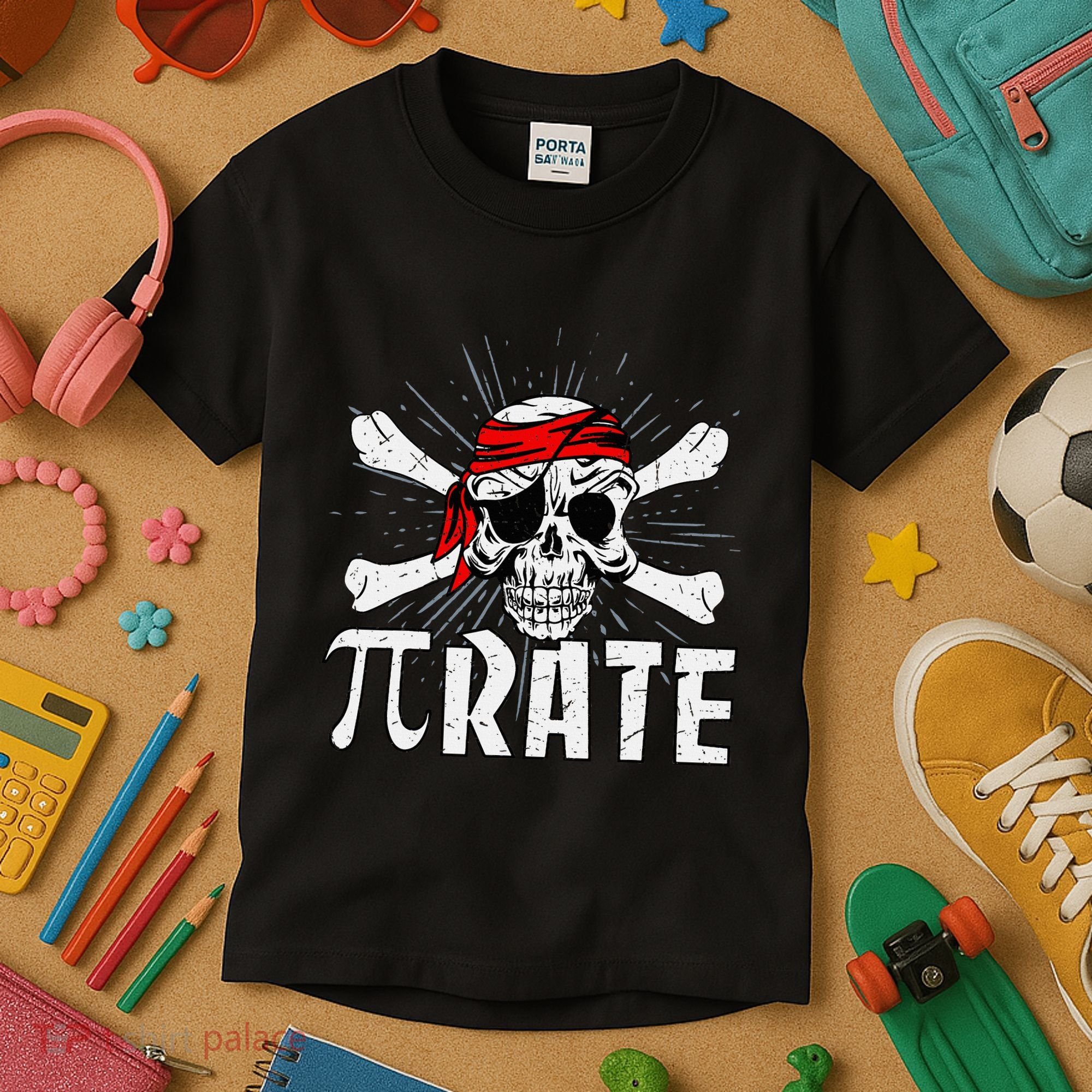 Pi Rate Math Teacher Halloween Costume Funny Pi Pirate Kids T-Shirt