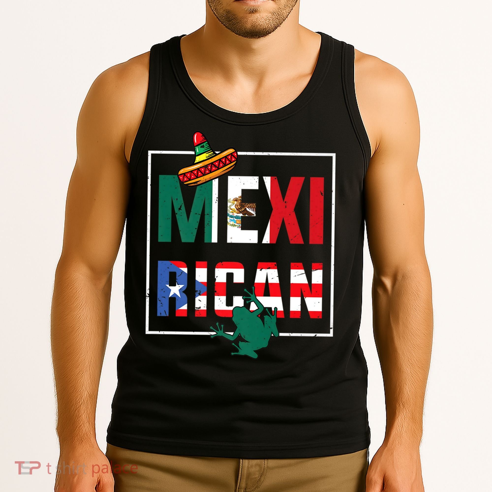 Puerto Rican Mexican Flag, Mexirican Half Puerto Tank Top