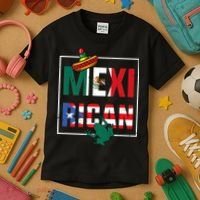Puerto Rican Mexican Flag, Mexirican Half Puerto Kids T-Shirt thumb 3