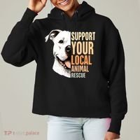 Pitbull Rescue Mom Adoption Support Your Local Animal Rescue  Ladies Heavyweight Boxy Pullover Hoodie thumb 0