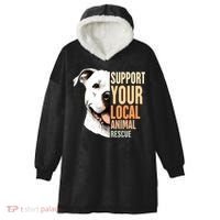 Pitbull Rescue Mom Adoption Support Your Local Animal Rescue  Hooded Wearable Blanket thumb 0