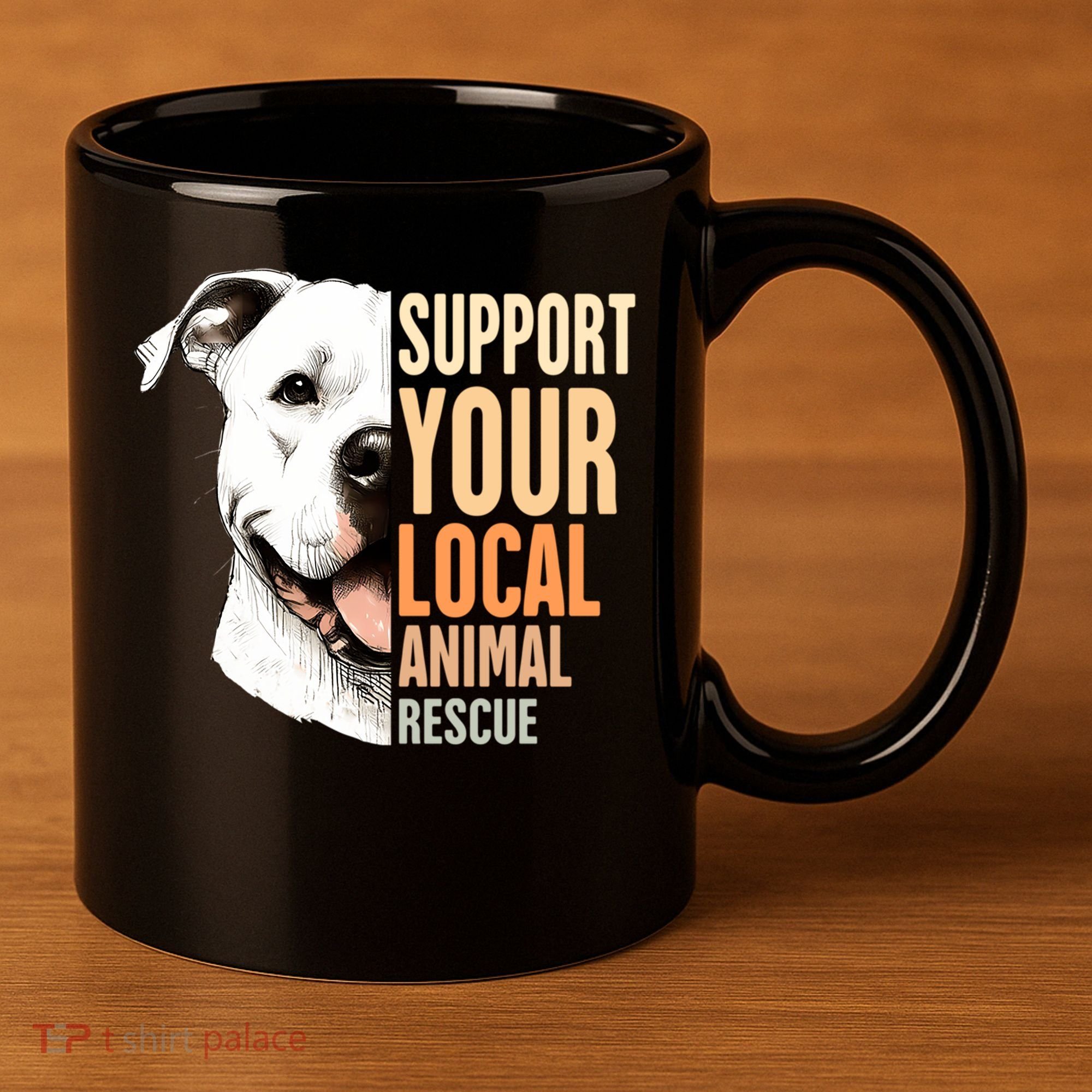 Pitbull Rescue Mom Adoption Support Your Local Animal Rescue  11oz C Handle Ceramic Mug
