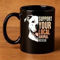 Pitbull Rescue Mom Adoption Support Your Local Animal Rescue  11oz C Handle Ceramic Mug thumb 4