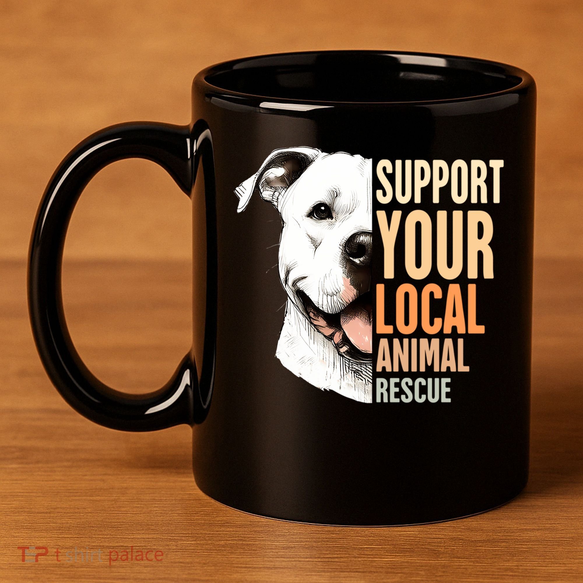 Pitbull Rescue Mom Adoption Support Your Local Animal Rescue  11oz C Handle Ceramic Mug
