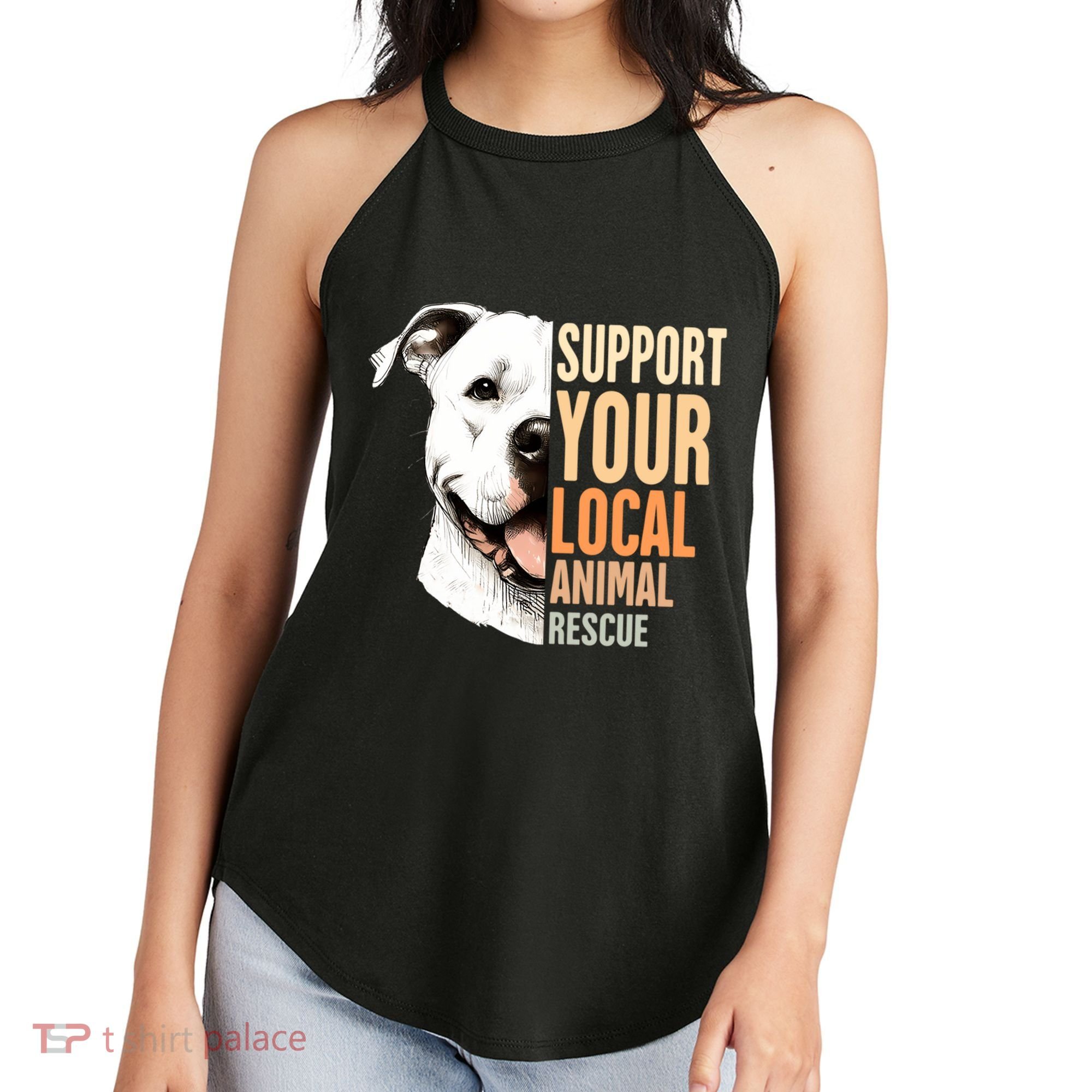 Pitbull Rescue Mom Adoption Support Your Local Animal Rescue  Women's Perfect Tri Rocker Tank