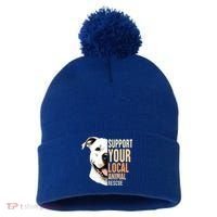Pitbull Rescue Mom Adoption Support Your Local Animal Rescue  Pom Pom 12in Knit Beanie thumb 0