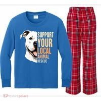 Pitbull Rescue Mom Adoption Support Your Local Animal Rescue  Kids Long Sleeve Plaid Pajama Set thumb 0