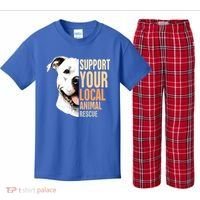 Pitbull Rescue Mom Adoption Support Your Local Animal Rescue  Kids Plaid Pajama Set thumb 0