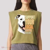 Pitbull Rescue Mom Adoption Support Your Local Animal Rescue  Garment-Dyed Women's Muscle Tee thumb 2
