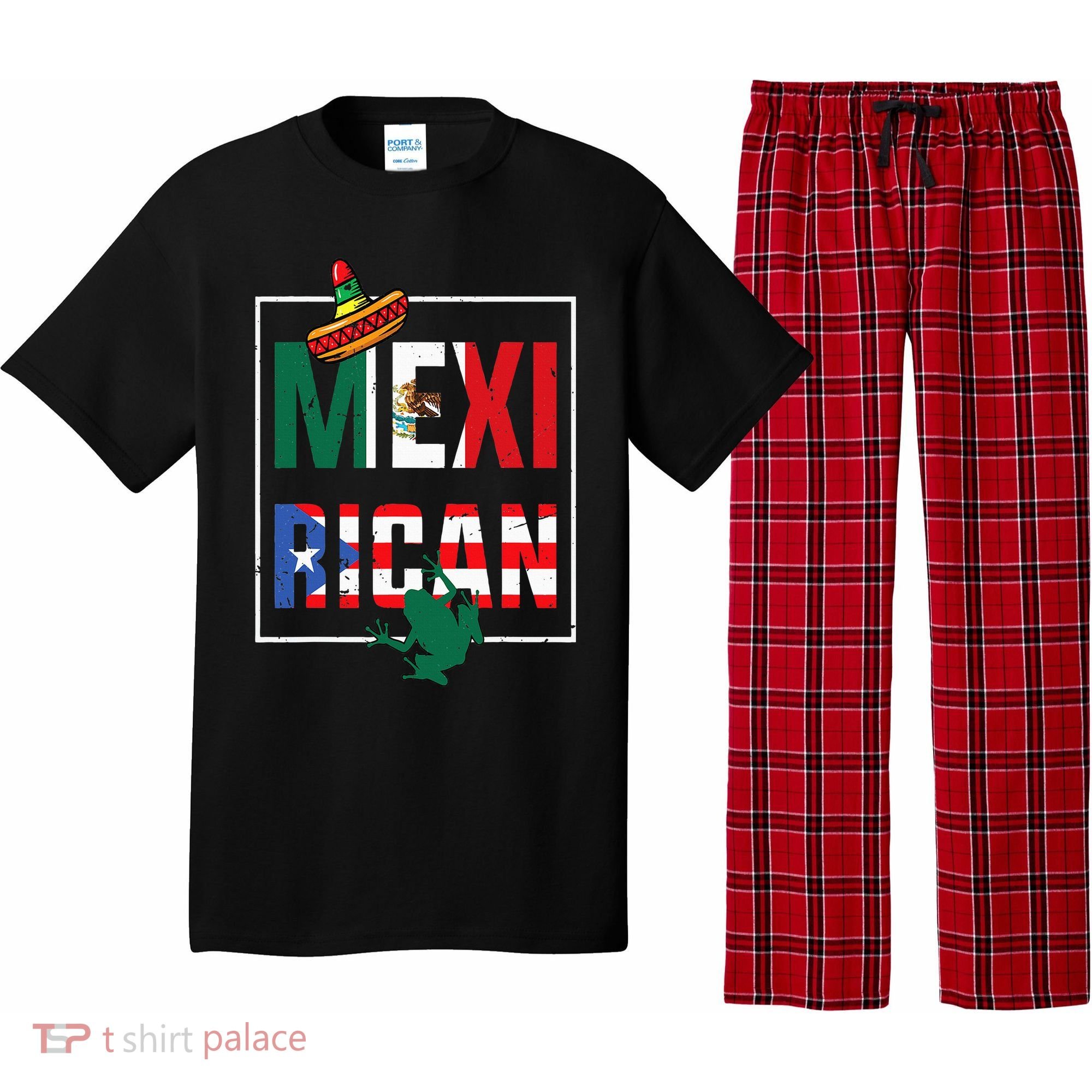 Puerto Rican Mexican Flag Mexirican Half Puerto rico Mexico Pajama Set