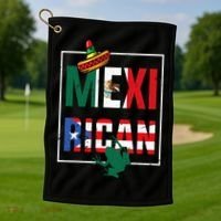 Puerto Rican Mexican Flag Mexirican Half Puerto rico Mexico Golf Towel thumb 1