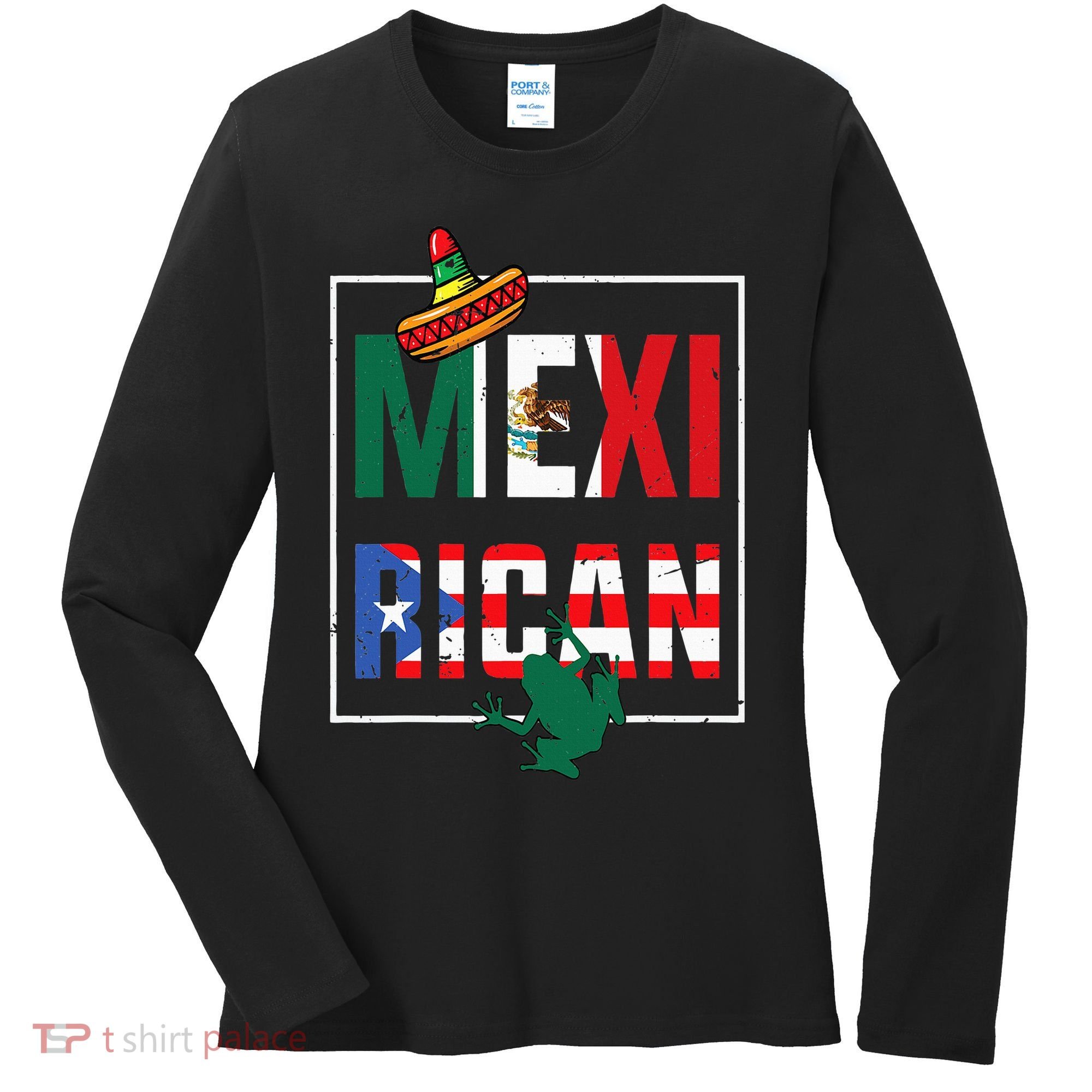 Puerto Rican Mexican Flag Mexirican Half Puerto rico Mexico Women's Long Sleeve Shirt
