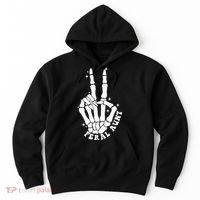 Punk Rock Mom Mother's Day Peace Skeleton Hand Feral Aunt Hoodie thumb 0