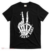 Punk Rock Mom Mother's Day Peace Skeleton Hand Feral Aunt T-Shirt thumb 0