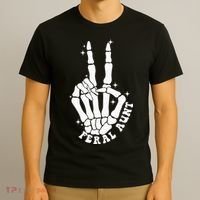 Punk Rock Mom Mother's Day Peace Skeleton Hand Feral Aunt T-Shirt thumb 3