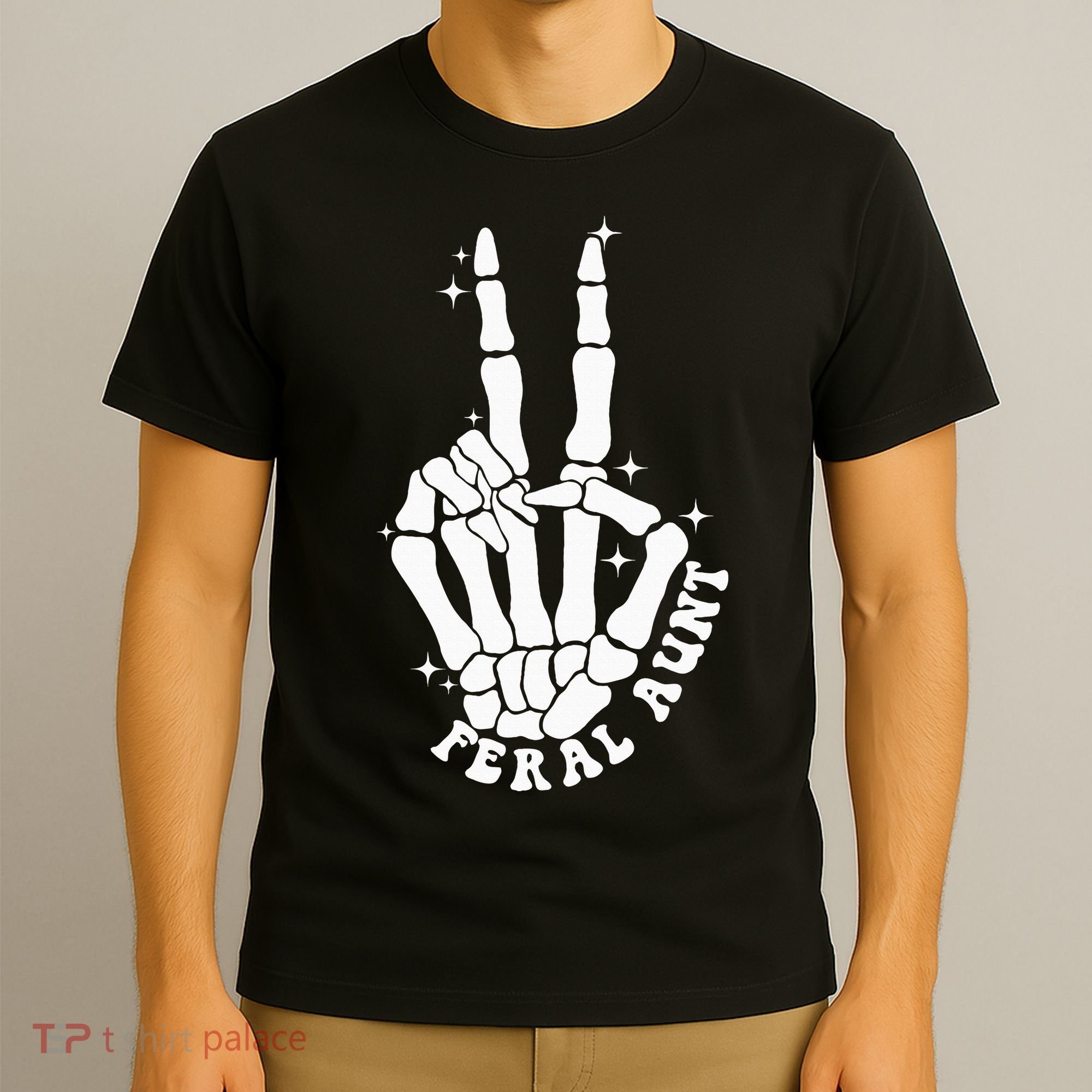 Punk Rock Mom Mother's Day Peace Skeleton Hand Feral Aunt T-Shirt