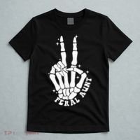 Punk Rock Mom Mother's Day Peace Skeleton Hand Feral Aunt T-Shirt thumb 5