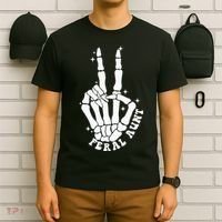 Punk Rock Mom Mother's Day Peace Skeleton Hand Feral Aunt T-Shirt thumb 6