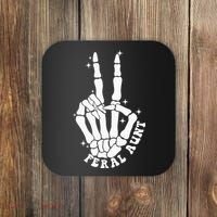 Punk Rock Mom Mother's Day Peace Skeleton Hand Feral Aunt Coaster thumb 0
