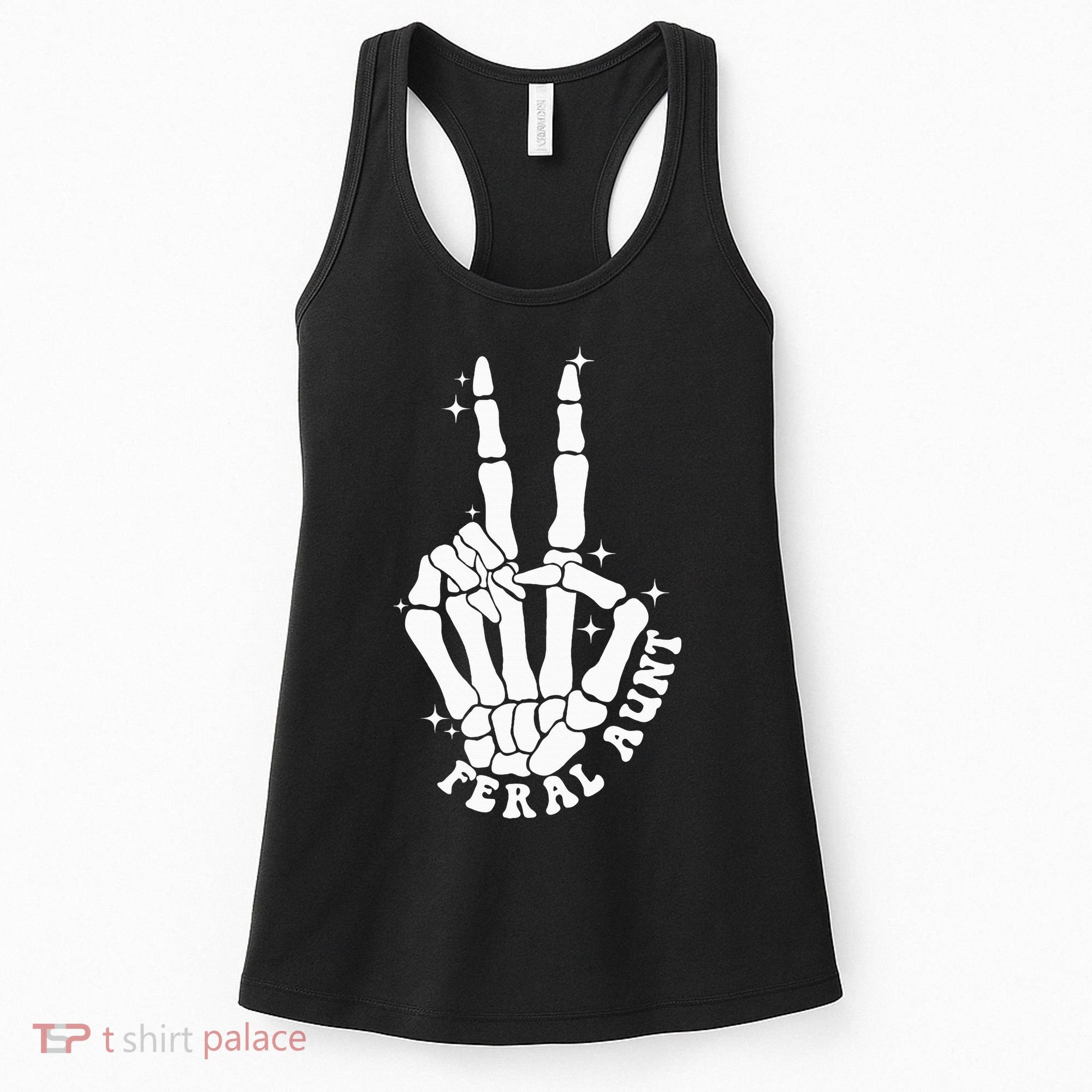 Punk Rock Mom Mother's Day Peace Skeleton Hand Feral Aunt Women's Tank Top