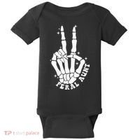 Punk Rock Mom Mother's Day Peace Skeleton Hand Feral Aunt Baby Bodysuit thumb 0