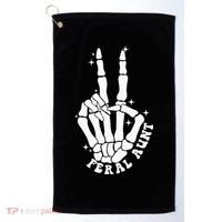 Punk Rock Mom Mother's Day Peace Skeleton Hand Feral Aunt Golf Towel thumb 0