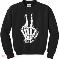 Punk Rock Mom Mother's Day Peace Skeleton Hand Feral Aunt Kids Sweatshirt thumb 0