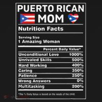 Puerto Rican Mom Nutrition Facts Boricua Puerto Rico Pr Flag T-Shirt thumb 7