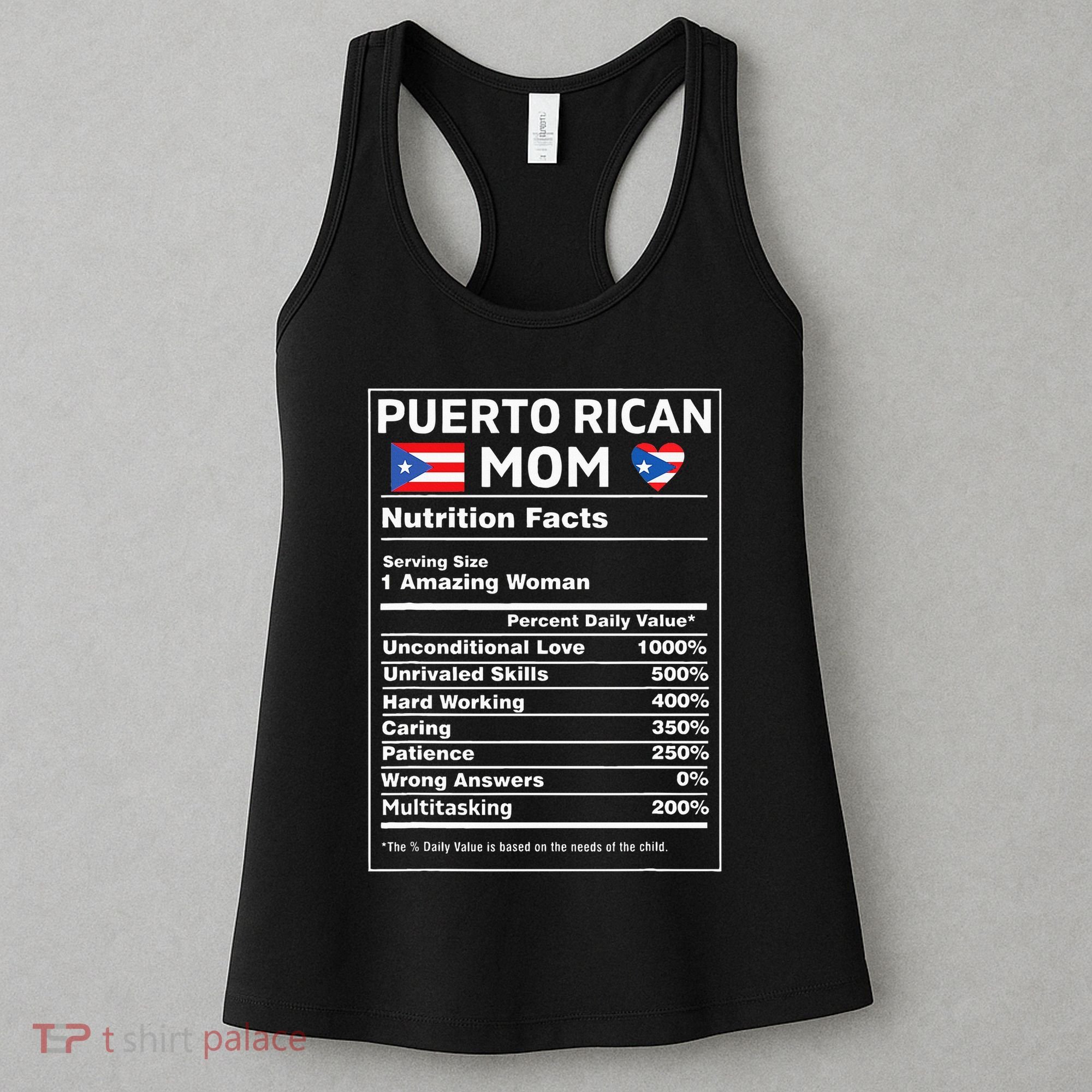 Puerto Rican Mom Nutrition Facts Boricua Puerto Rico Pr Flag Women's Tank Top