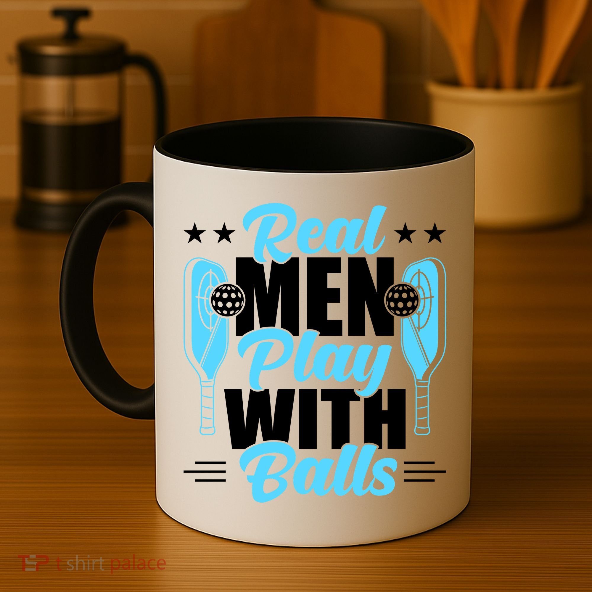 Pickleball Real Men Play With Pickle Balls Funny Humor Coffee Mug