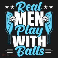 Pickleball Real Men Play With Pickle Balls Funny Humor Ornament thumb 1