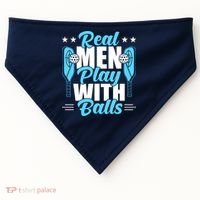 Pickleball Real Men Play With Pickle Balls Funny Humor USA-Made Doggie Bandana thumb 0