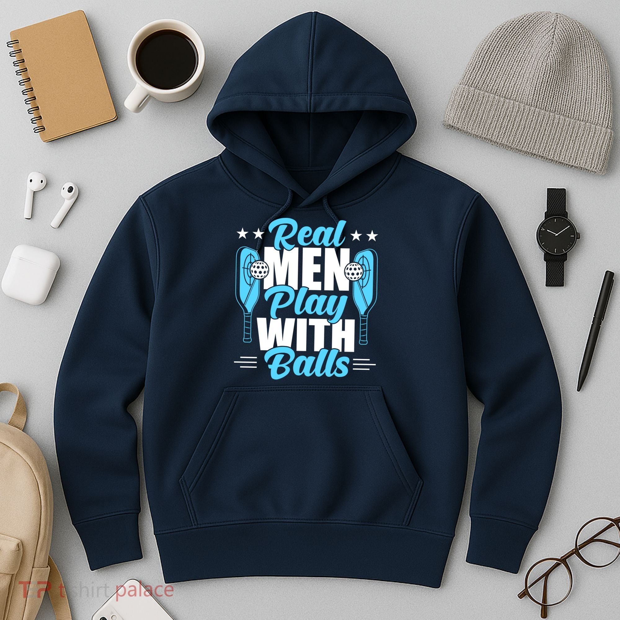 Pickleball Real Men Play With Pickle Balls Funny Humor Hoodie