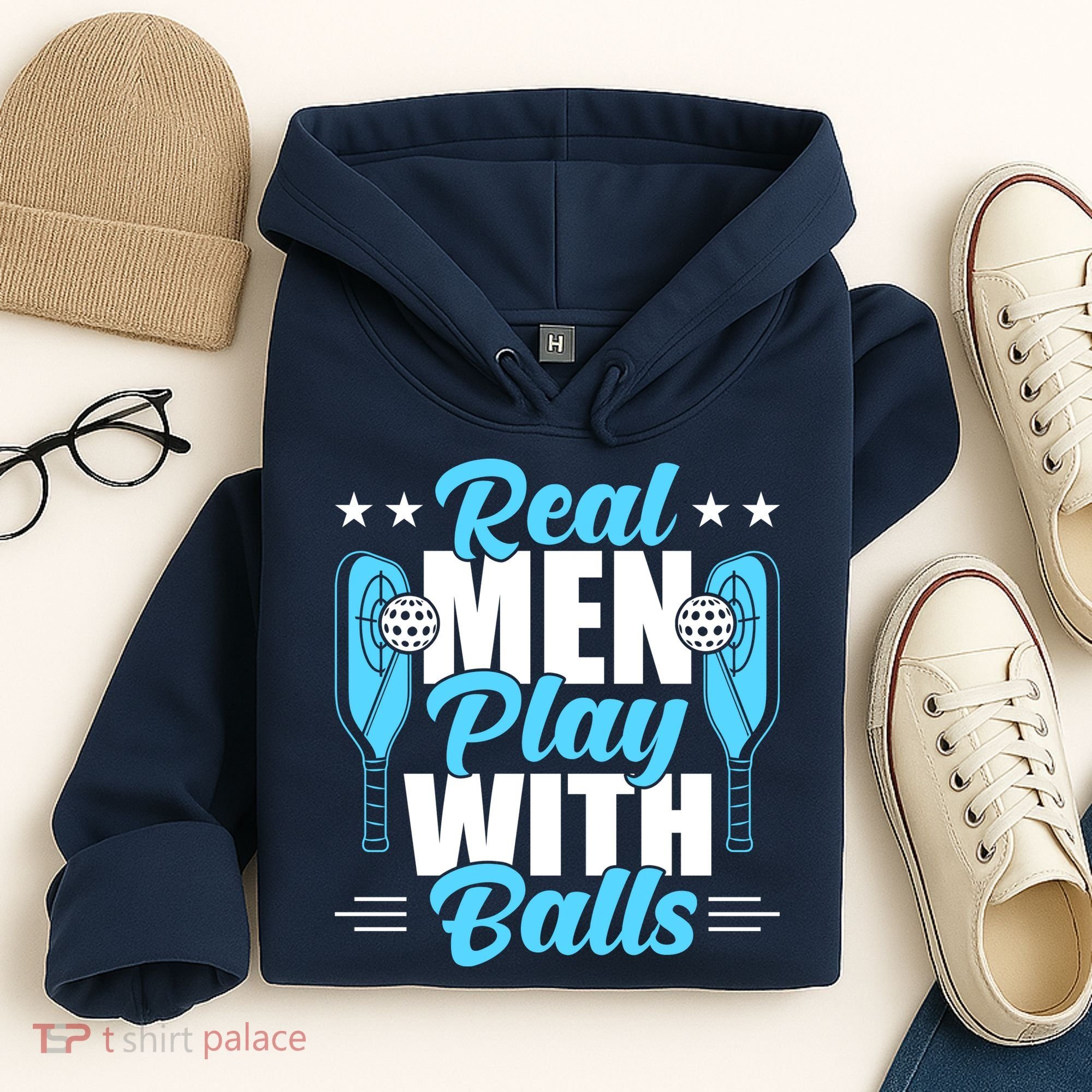Pickleball Real Men Play With Pickle Balls Funny Humor Hoodie