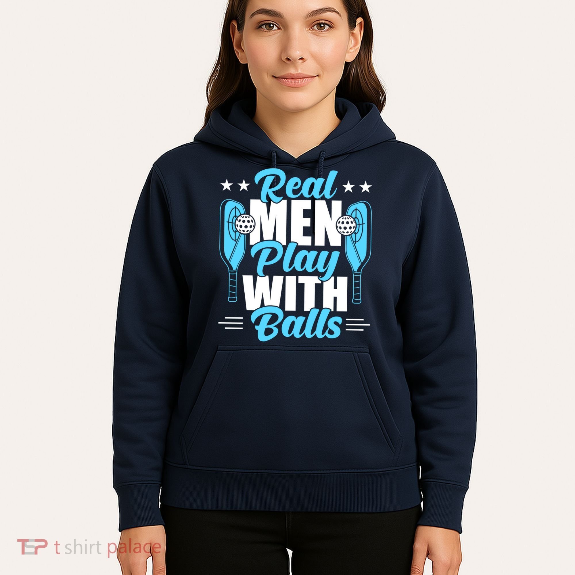 Pickleball Real Men Play With Pickle Balls Funny Humor Hoodie