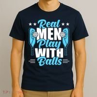 Pickleball Real Men Play With Pickle Balls Funny Humor T-Shirt thumb 3