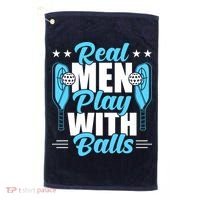 Pickleball Real Men Play With Pickle Balls Funny Humor Golf Towel thumb 0