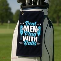 Pickleball Real Men Play With Pickle Balls Funny Humor Golf Towel thumb 2