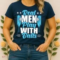 Pickleball Real Men Play With Pickle Balls Funny Humor Women's T-Shirt thumb 2