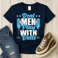 Pickleball Real Men Play With Pickle Balls Funny Humor Women's T-Shirt thumb 3