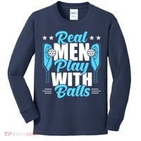 Pickleball Real Men Play With Pickle Balls Funny Humor Kids Long Sleeve Shirt thumb 0