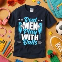 Pickleball Real Men Play With Pickle Balls Funny Humor Kids T-Shirt thumb 3