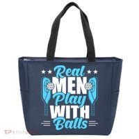 Pickleball Real Men Play With Pickle Balls Funny Humor Tote Bag thumb 0