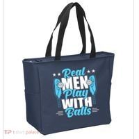 Pickleball Real Men Play With Pickle Balls Funny Humor Tote Bag thumb 2
