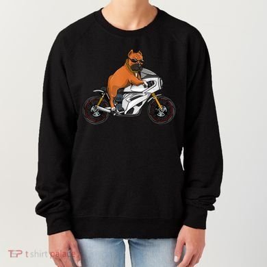 Pitbull Riding Motorcycle Funny Pit Bull Biker Pittie Dog Women's Sweatshirt