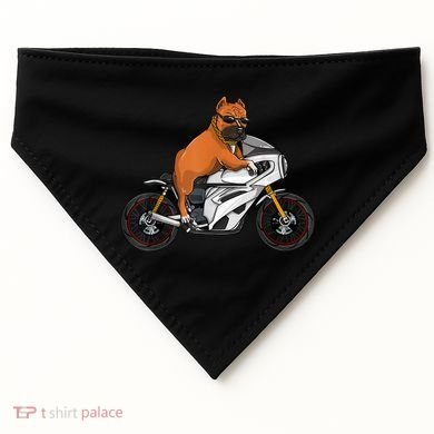 Pitbull Riding Motorcycle Funny Pit Bull Biker Pittie Dog USA-Made Doggie Bandana